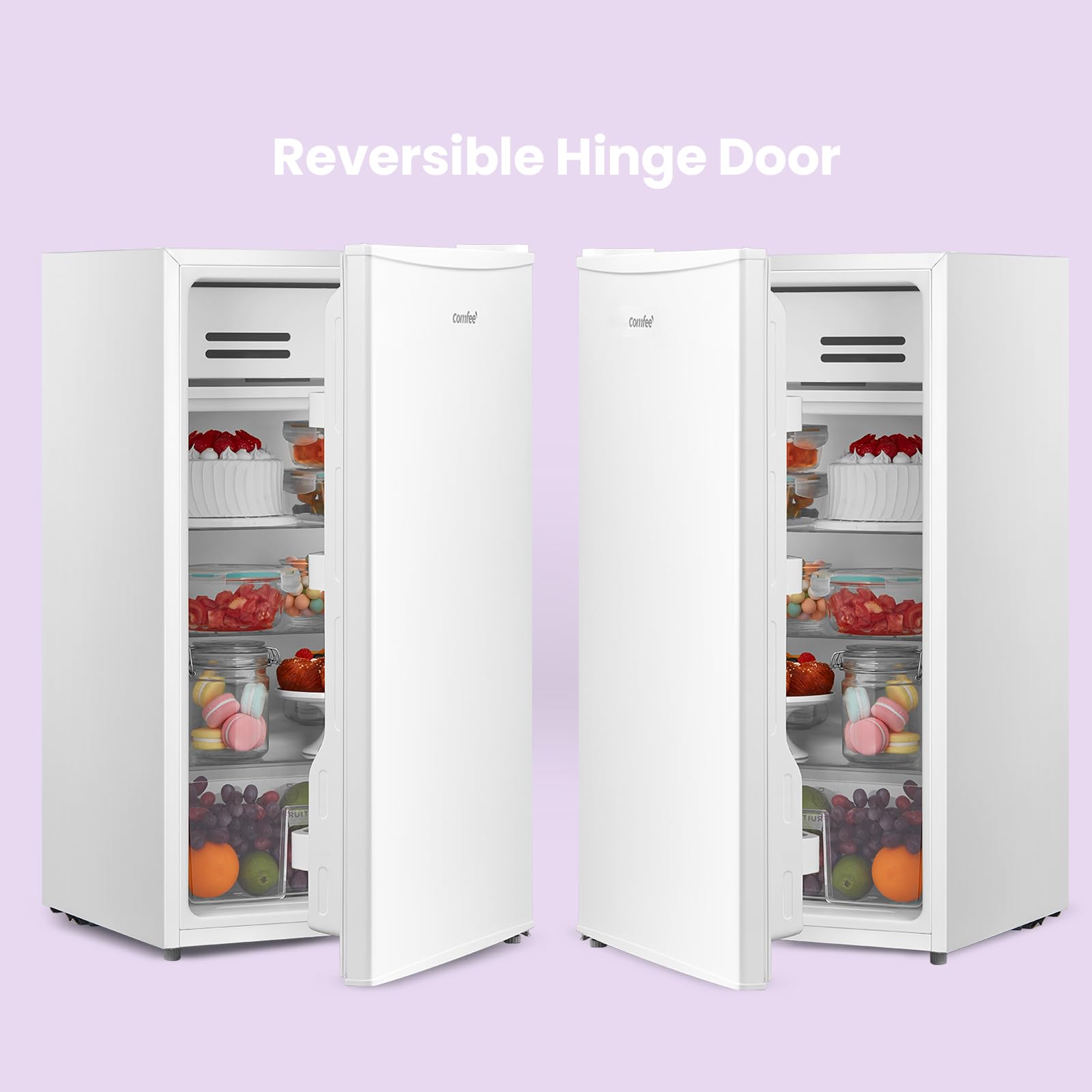 COMFEE' RCD93WH2(E) Under Counter Fridge, 93L Small Fridge with Cooler Box, Interior Light