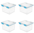 Sterilite 32 Qt Gasket Box Clear Base and Lid Blue Aquarium Set of 4