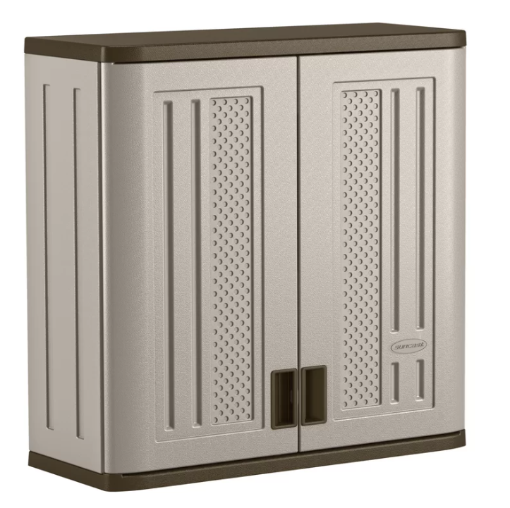 Suncast BMC3000 Resin 1-Shelf Wall Mounted Garage Cabinet in Platinum (30 in W x 30 in H x 12 in D)
