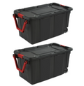 Sterilite 40 Gallon Wheeled Industrial Tote Plastic, Black, Set of 2