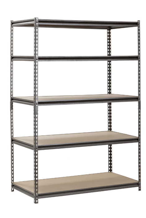 Muscle Rack 48″W x 24″D x 72″H 5-Shelf Steel Freestanding Shelves, Silver-Vein