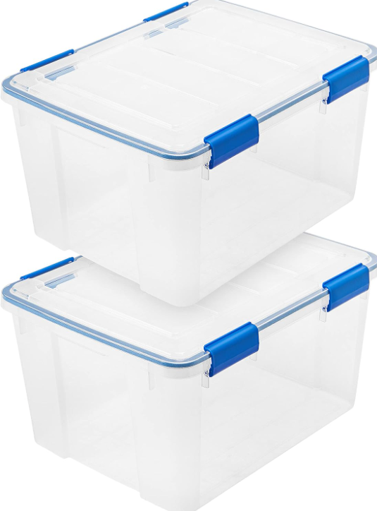 IRIS USA 2 Pack 44 Quart WeatherPro™ Multi-Purpose Storage Box with Latching Buckles, Clear